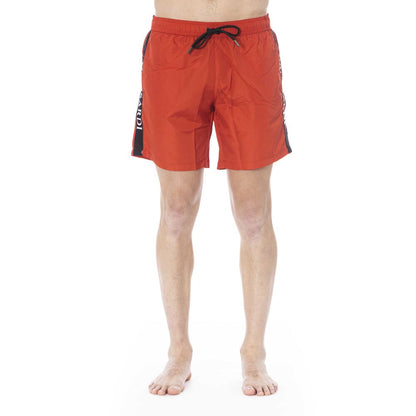 Red Polyester Men Swim Trunk