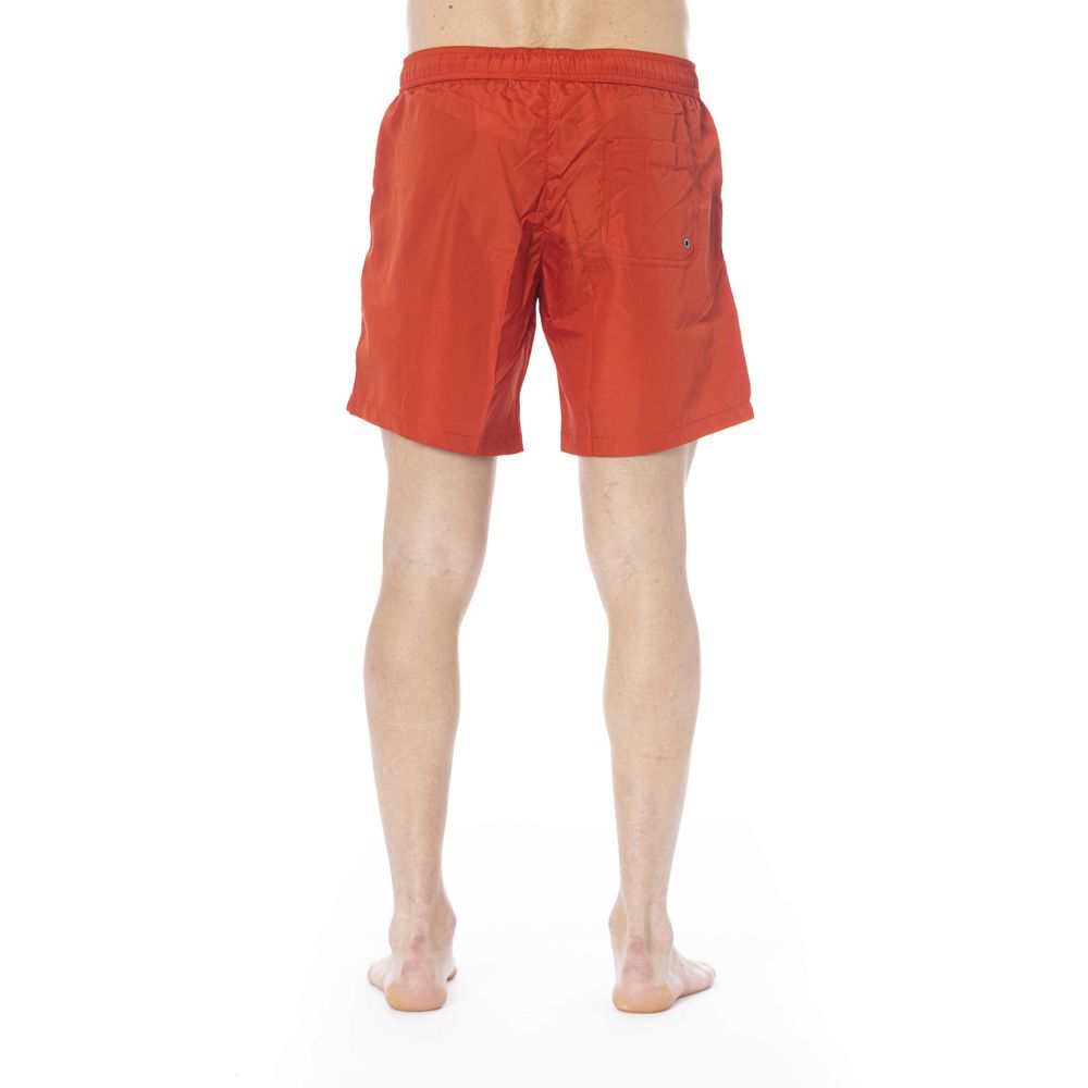 Red Polyester Men Swim Trunk