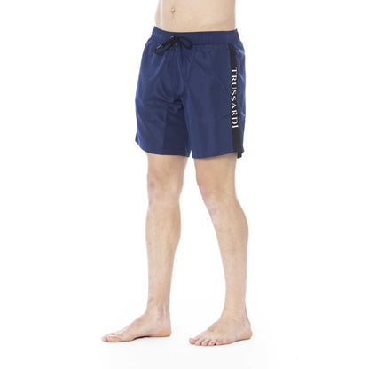 Blue Polyester Men Swim Trunk