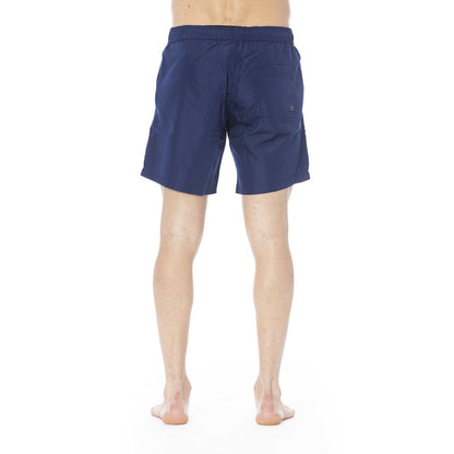 Blue Polyester Men Swim Trunk