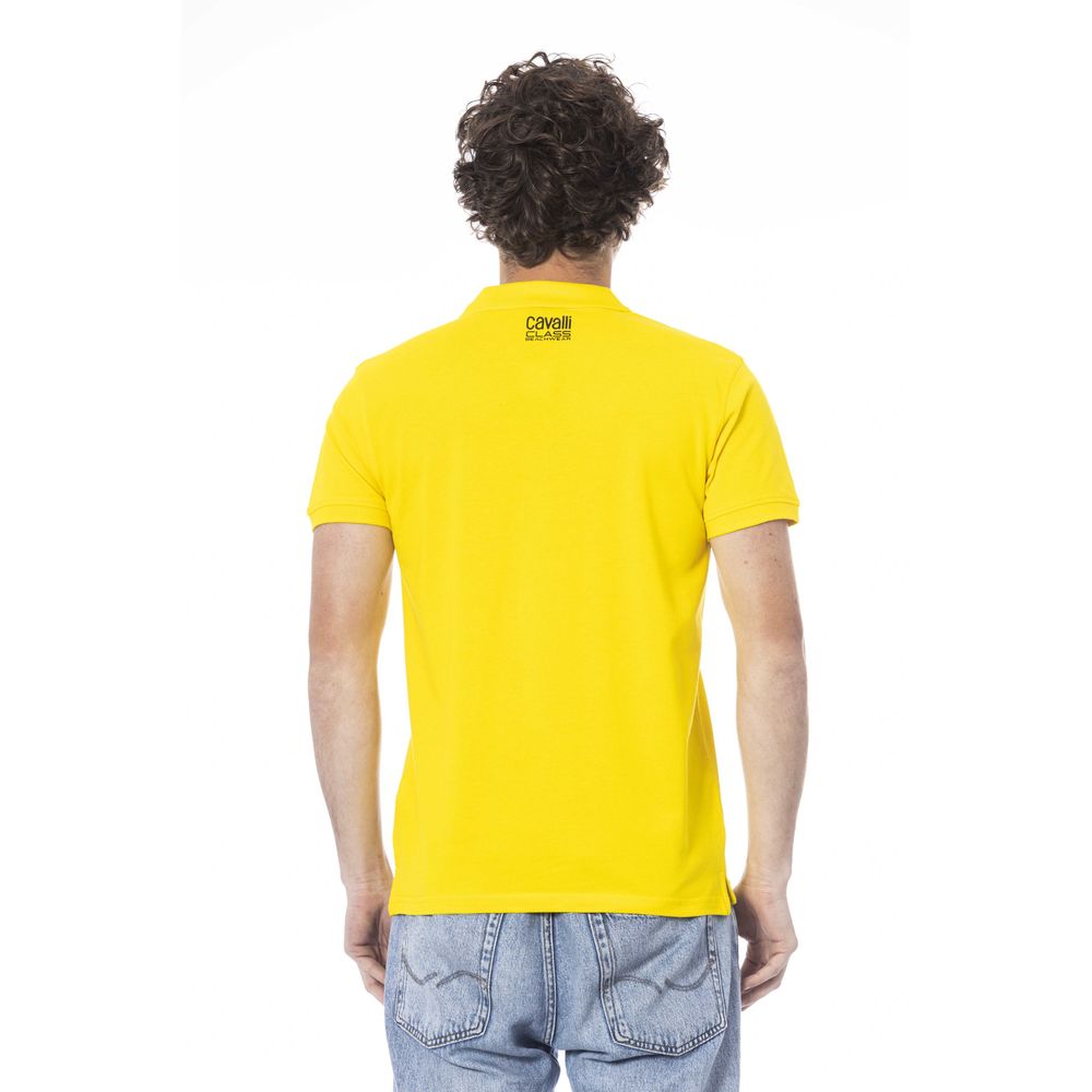 Yellow Cotton Men Polo Shirt