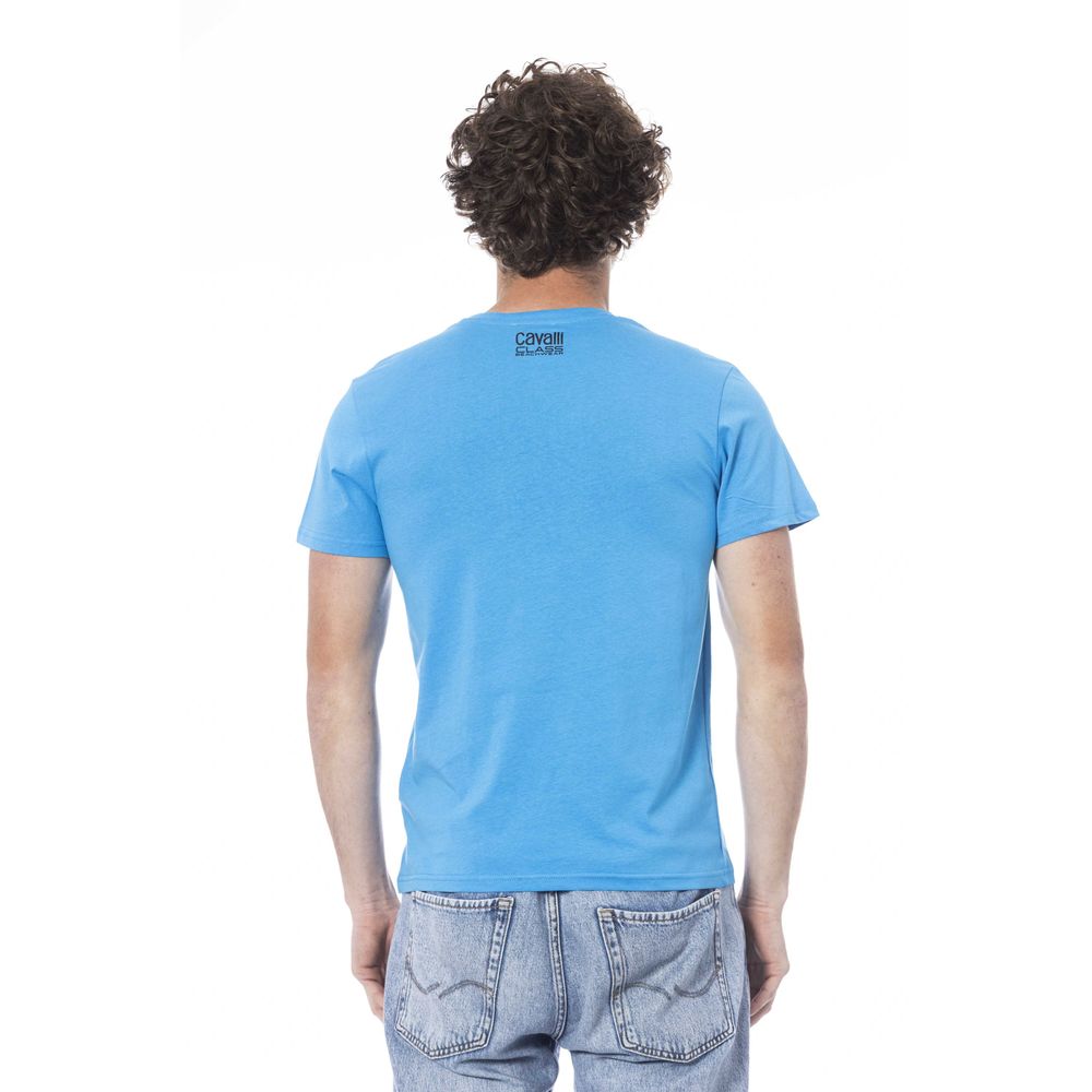 Light Blue Cotton Men T-Shirt