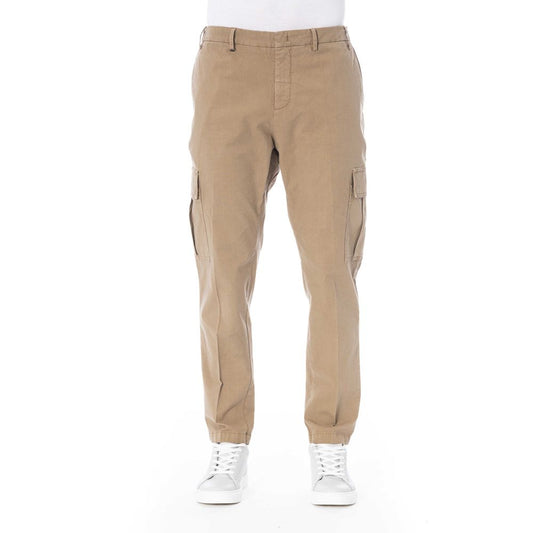 Beige Cotton Men Pants