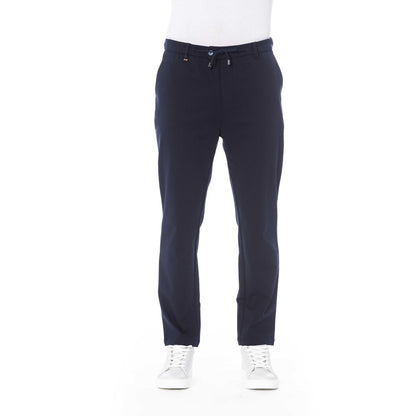 Blue Cotton Men Pant