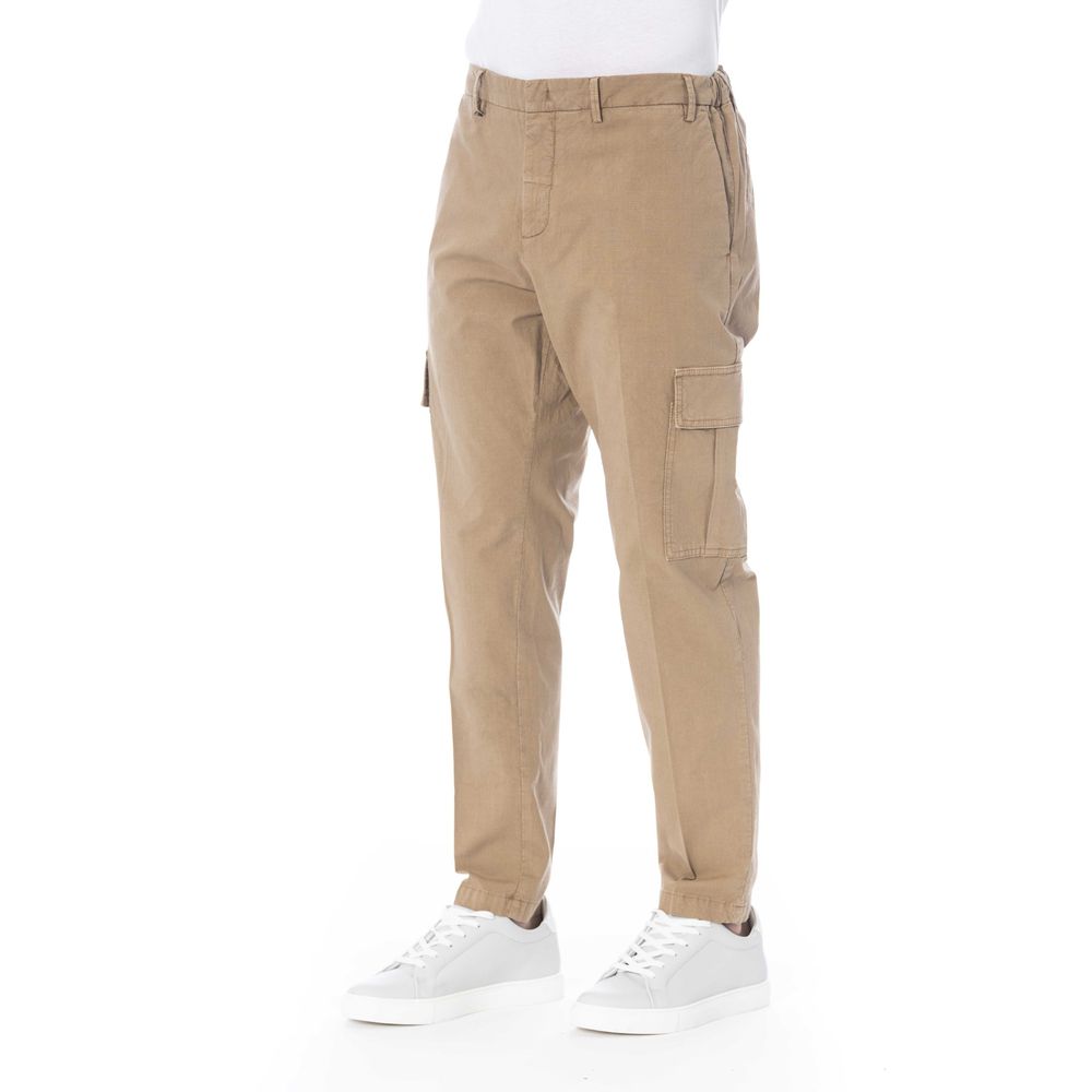 Beige Cotton Men Pants