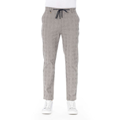 Beige Cotton Men Pant