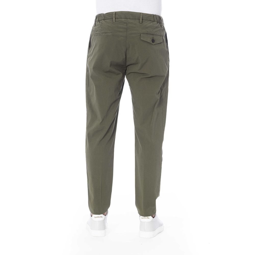 Green Cotton Men Pant