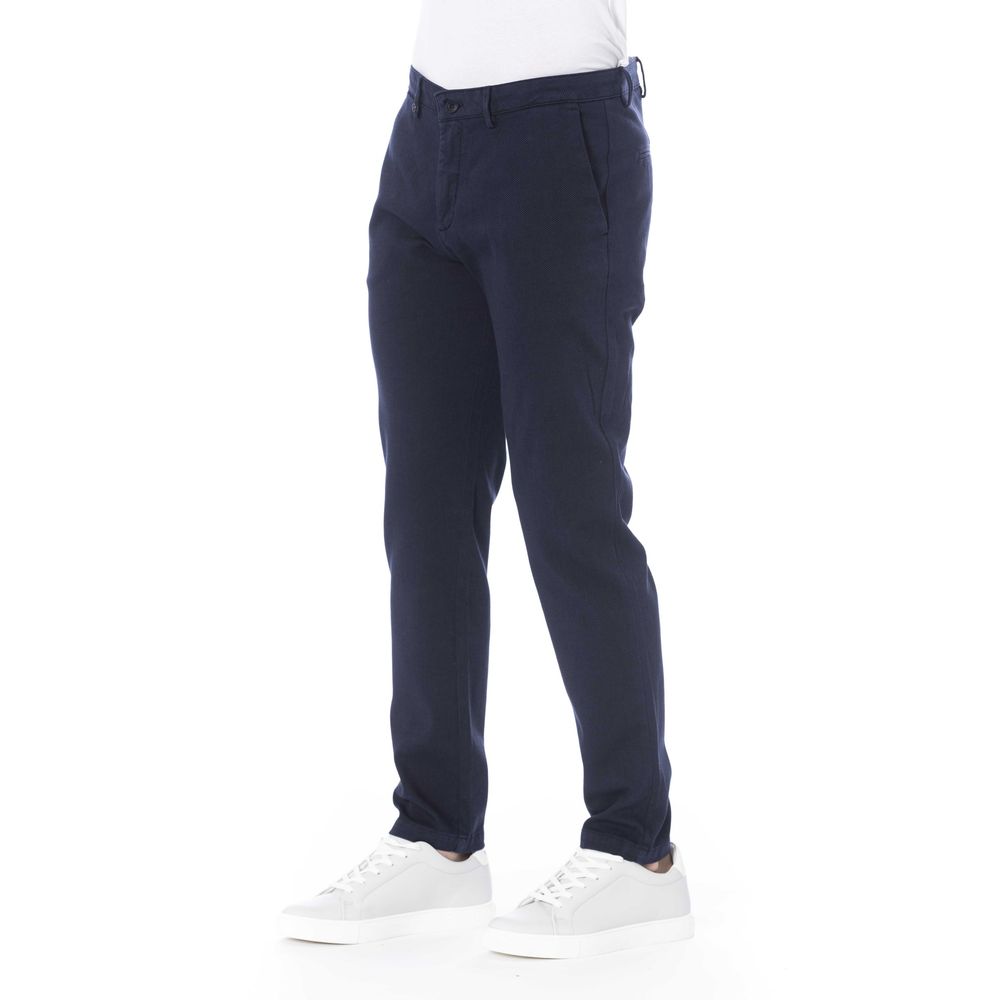 Blue Cotton Men Pant