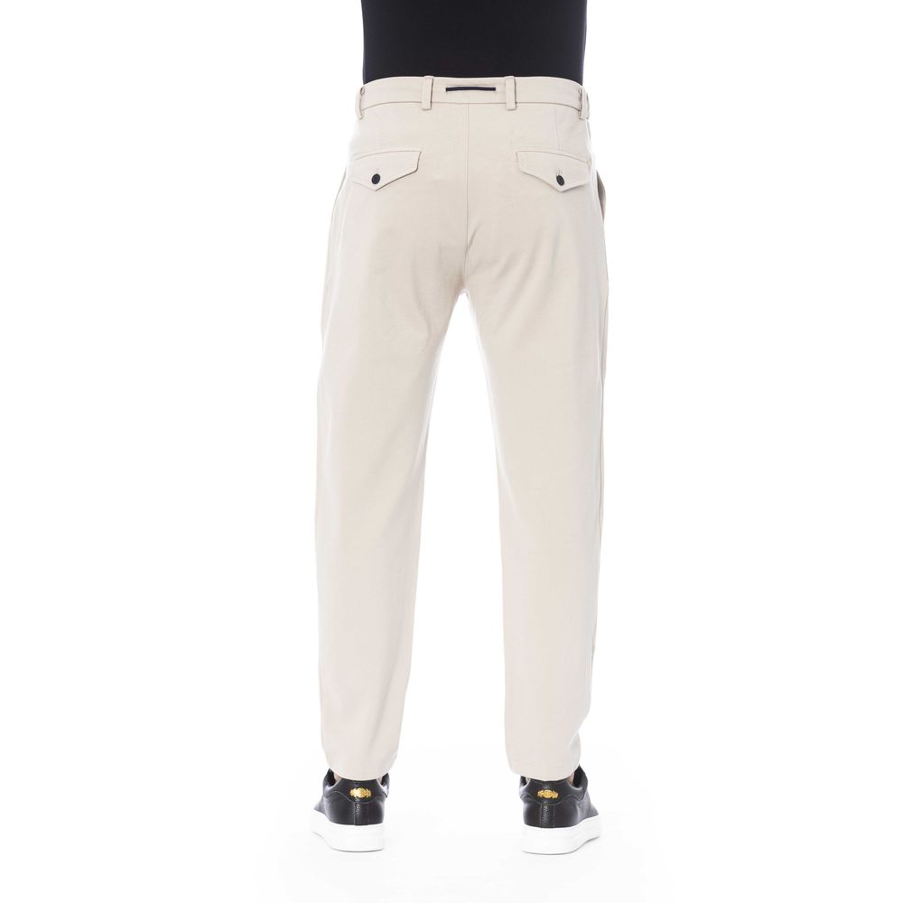 Beige Cotton Men Pant