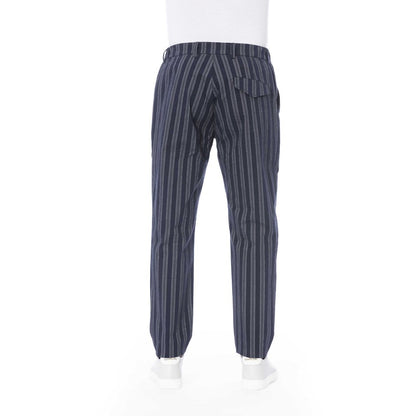 Blue Cotton Mens Trouser