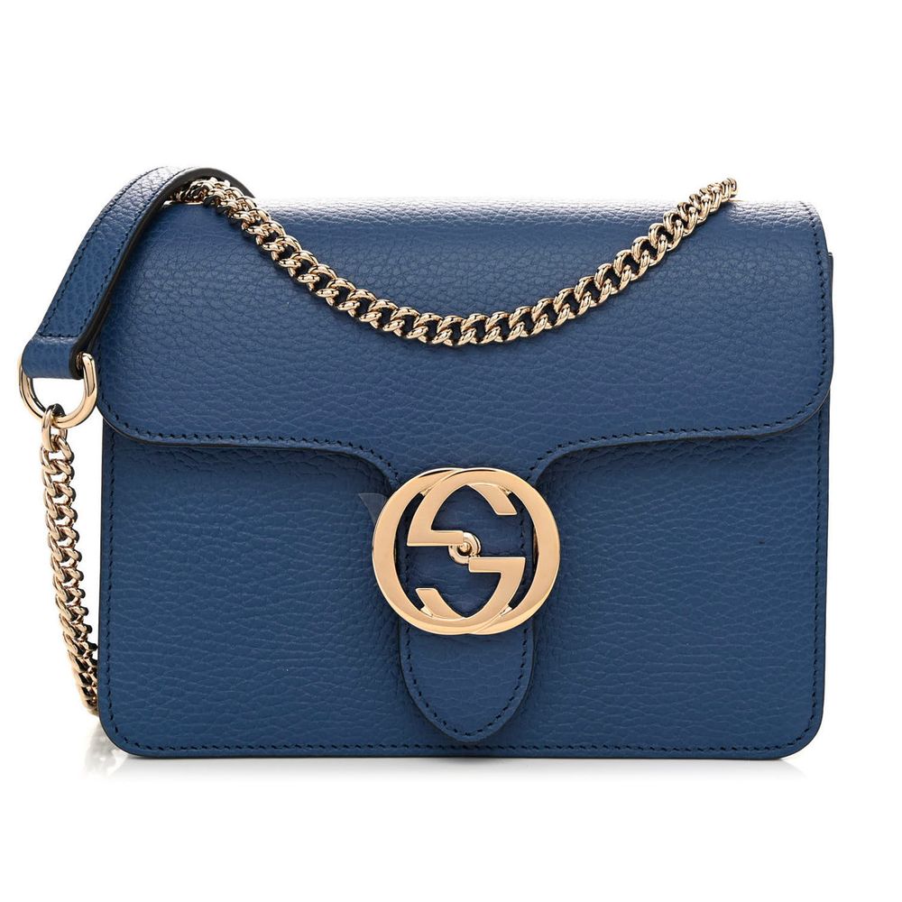 Blue Leather Crossbody Bag