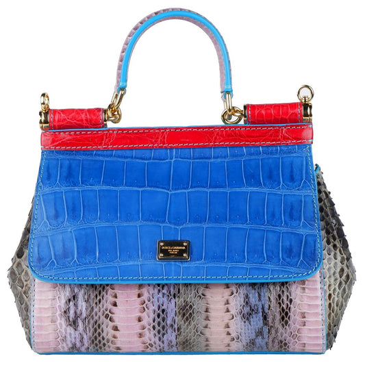 Multicolor Leather Di Crocodile Handbag