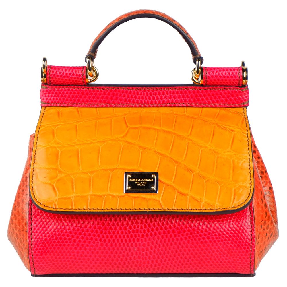 Red Leather Di Crocodile Handbag