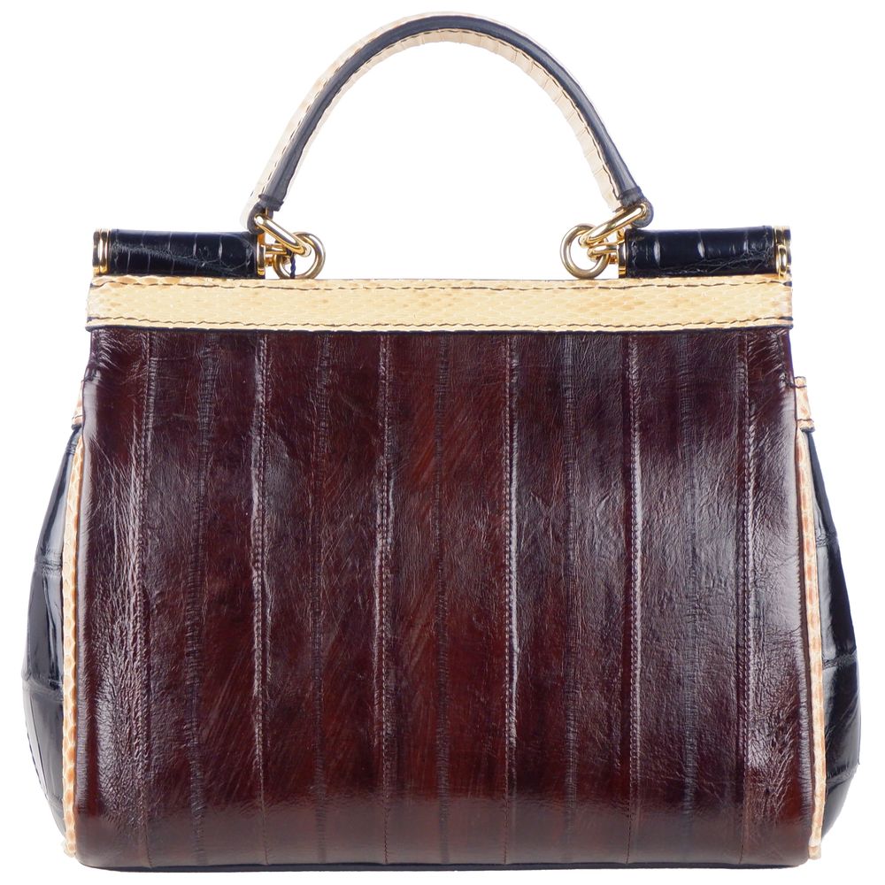 Multicolor Leather Di Crocodile Handbag