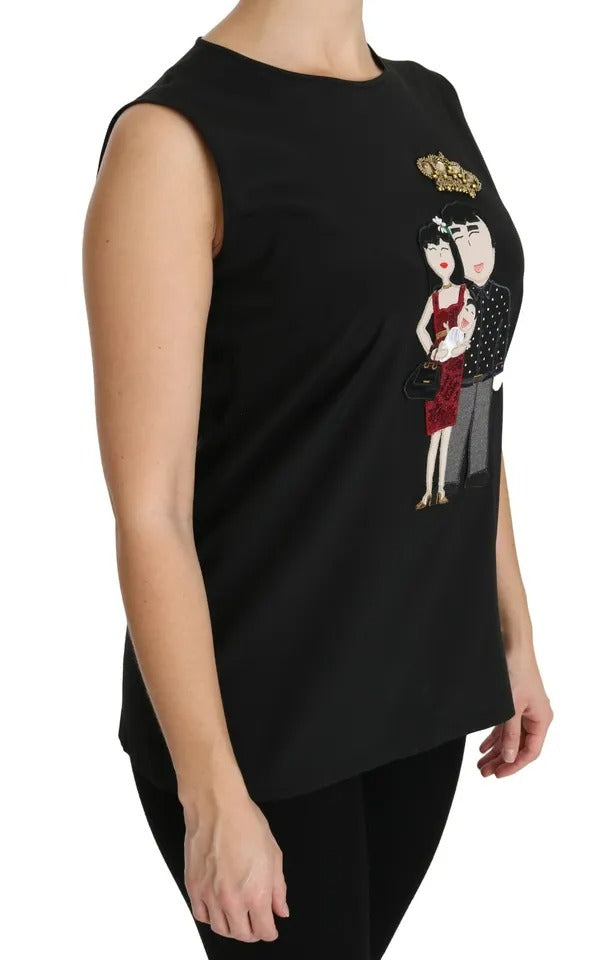 Black Silk DG Family Crystal Sleeveless Top