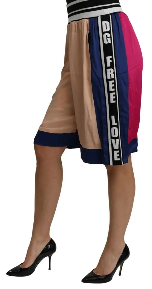 Pink Blue High Waist Casual Sweatshorts Shorts