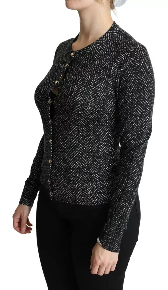 Black Virgin Wool Pre-Owned Cardigan Sweater