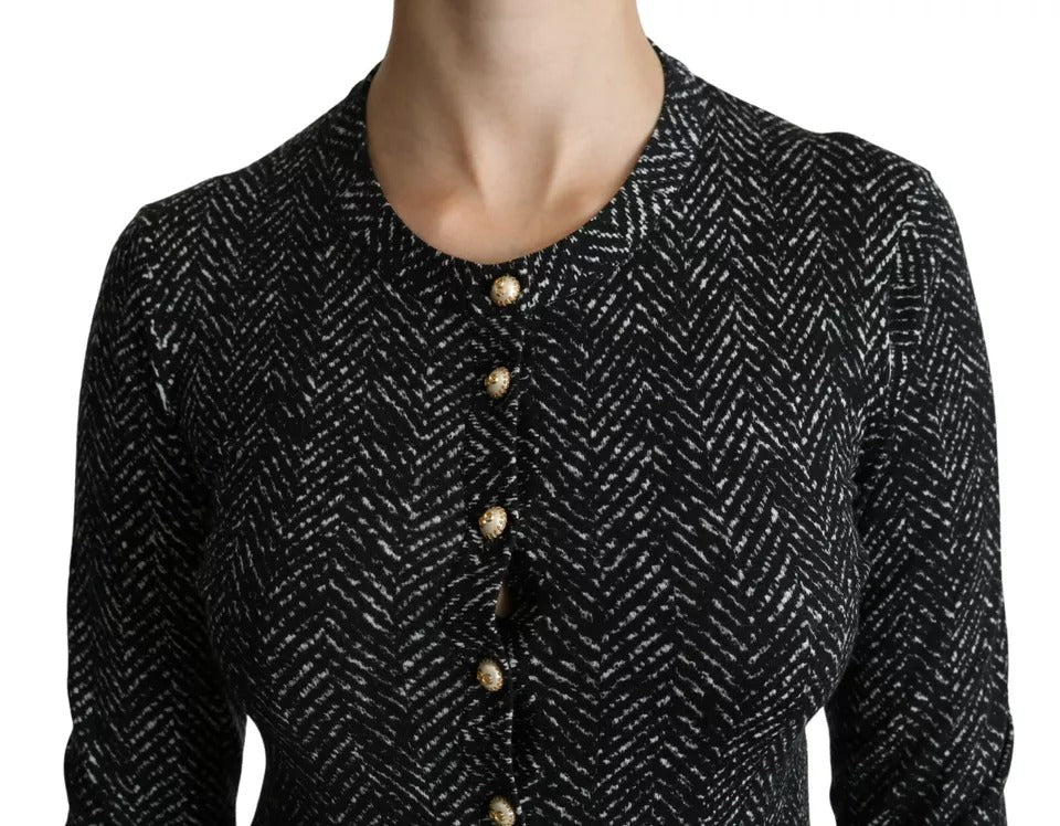 Black Virgin Wool Pre-Owned Cardigan Sweater