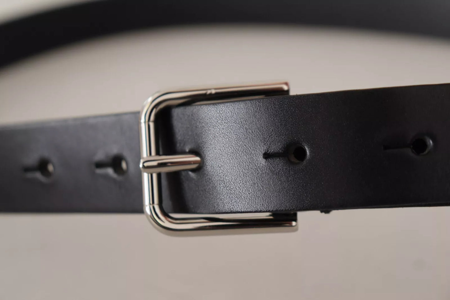 Black Classic Calf Leather Metal Box Buckle Belt