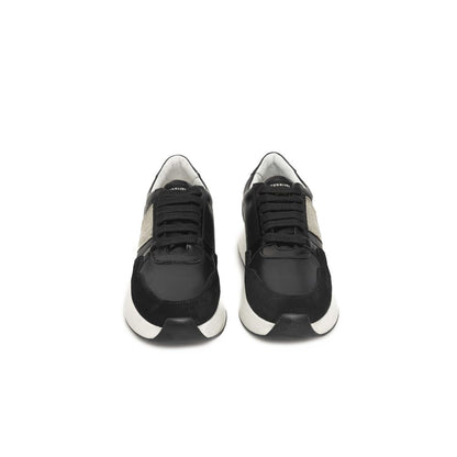 Black Leather Women Sneaker