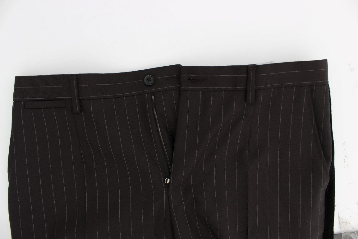 Elegant Brown Striped Three-Piece Tuxedo