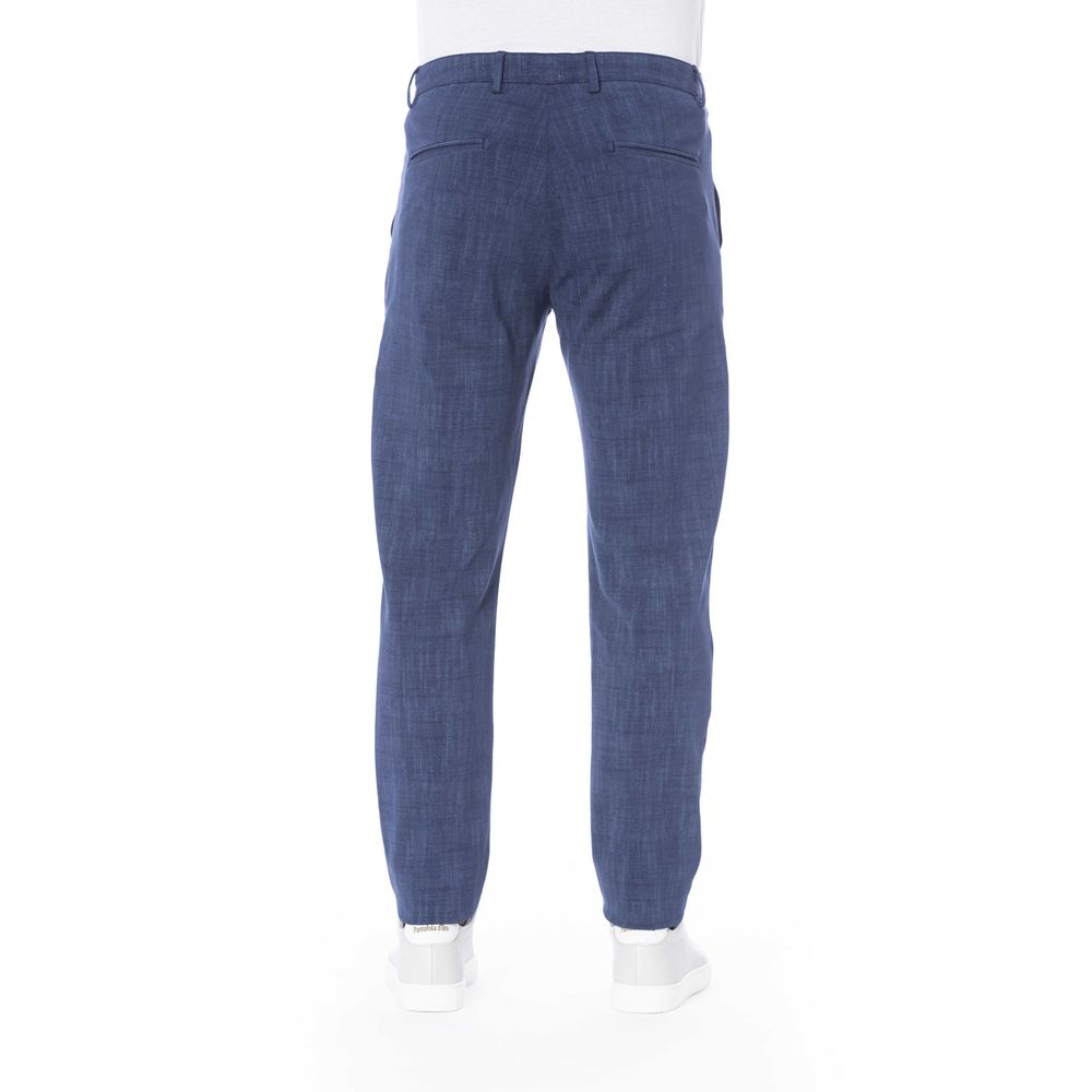 Blue Cotton Men Pants