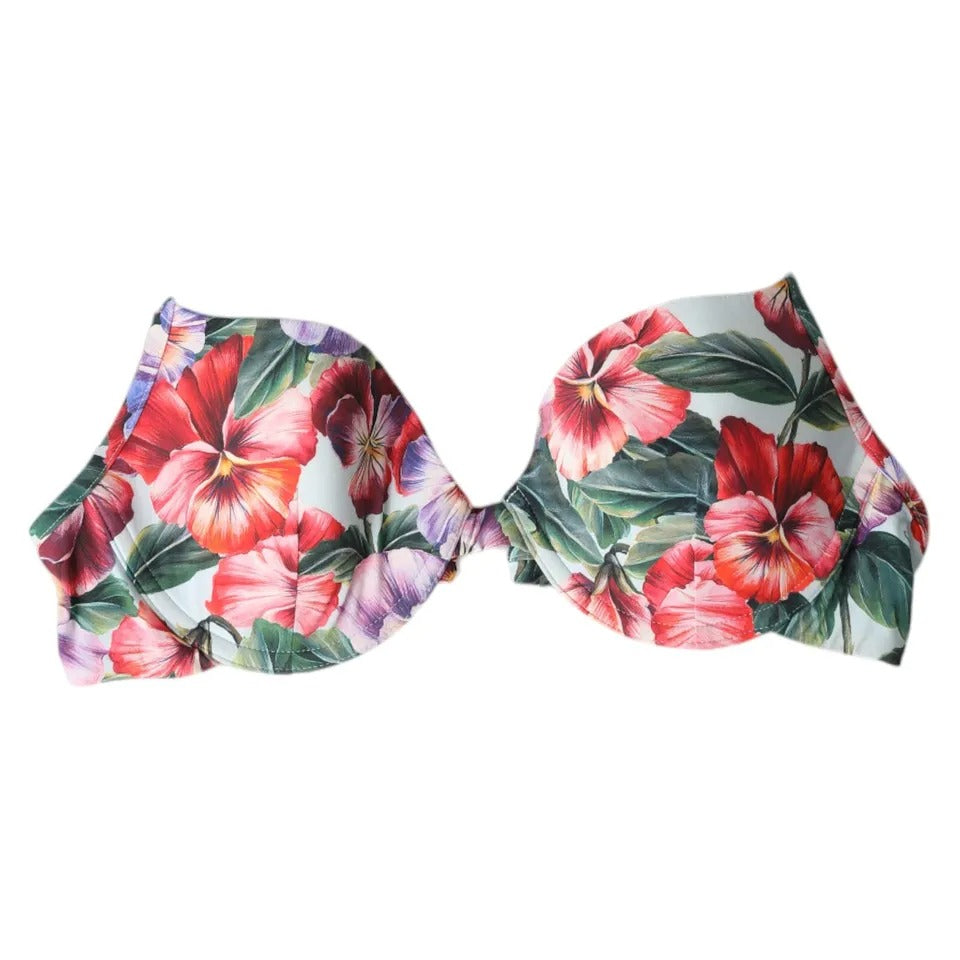 Multicolor Floral Swimwear Top Push Up Bikini