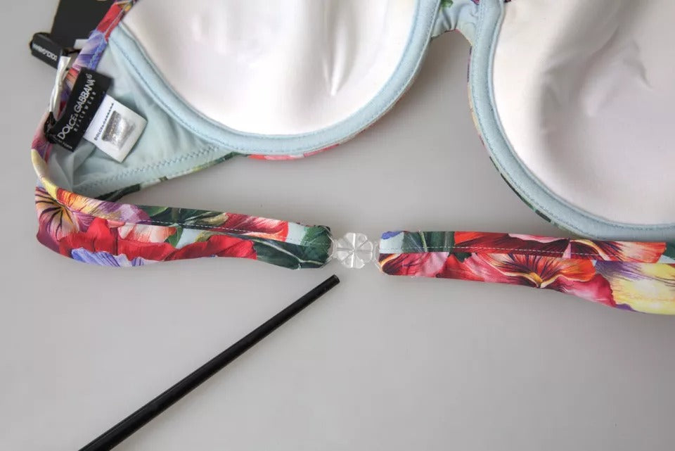 Multicolor Floral Swimwear Top Push Up Bikini