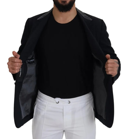 Black Wool Single Breasted Tuxedo Blazer