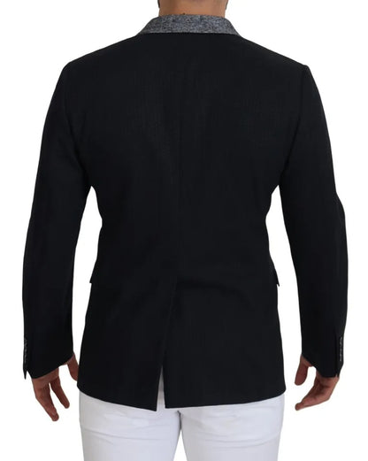 Black Wool Single Breasted Tuxedo Blazer