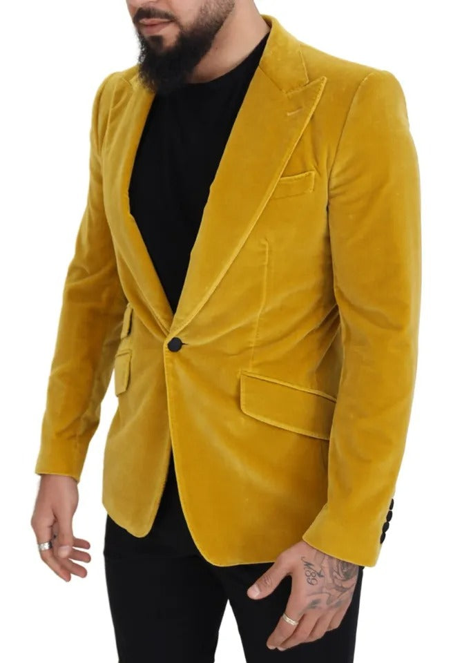 Yellow Velvet Single Breasted Blazer SICILIA