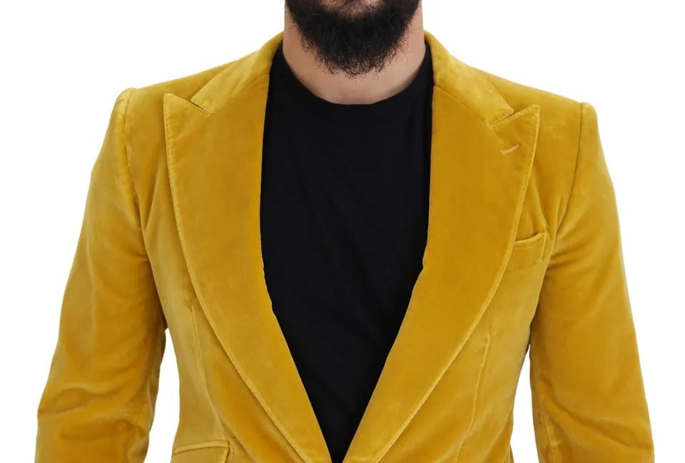 Yellow Velvet Single Breasted Blazer SICILIA