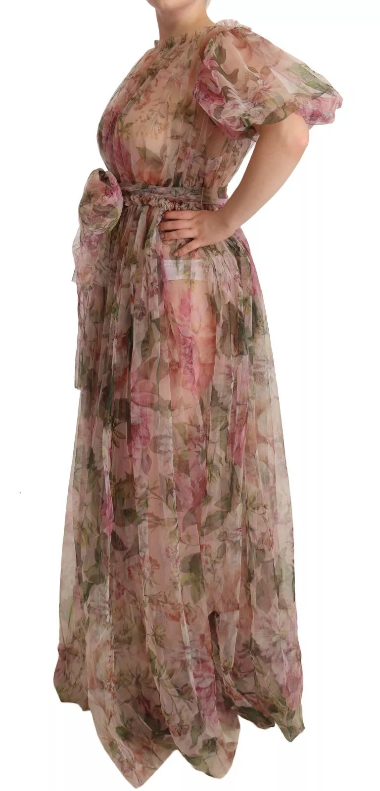 Multicolor Floral Print Long Maxi Gown Dress