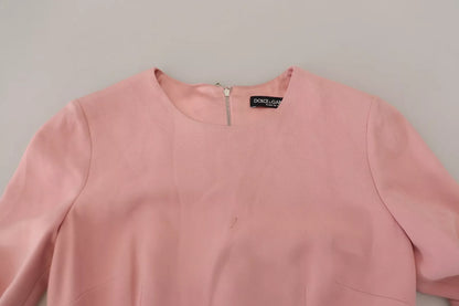 Pink A-line Flare Viscose 3/4 Sleeves Dress