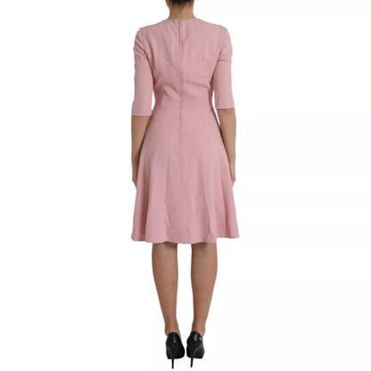 Pink A-line Flare Viscose Short Sleeves Dress