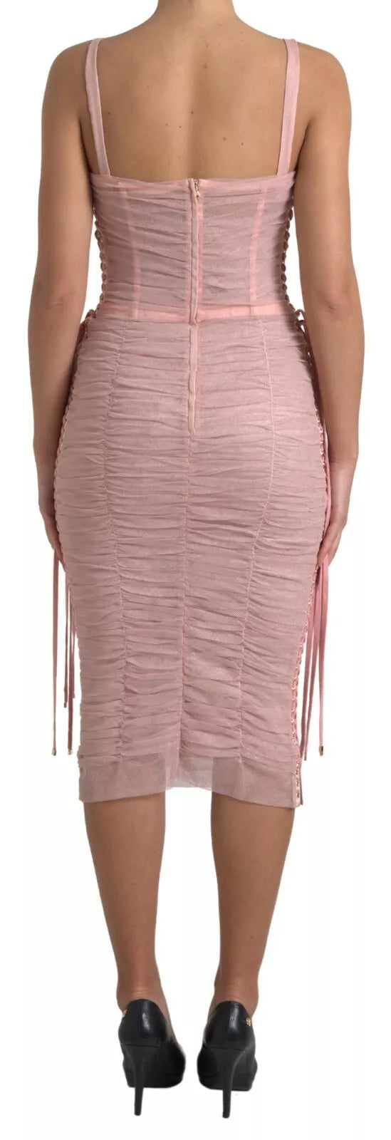 Pink Bustier Corset Lace Up Bodycon Dress