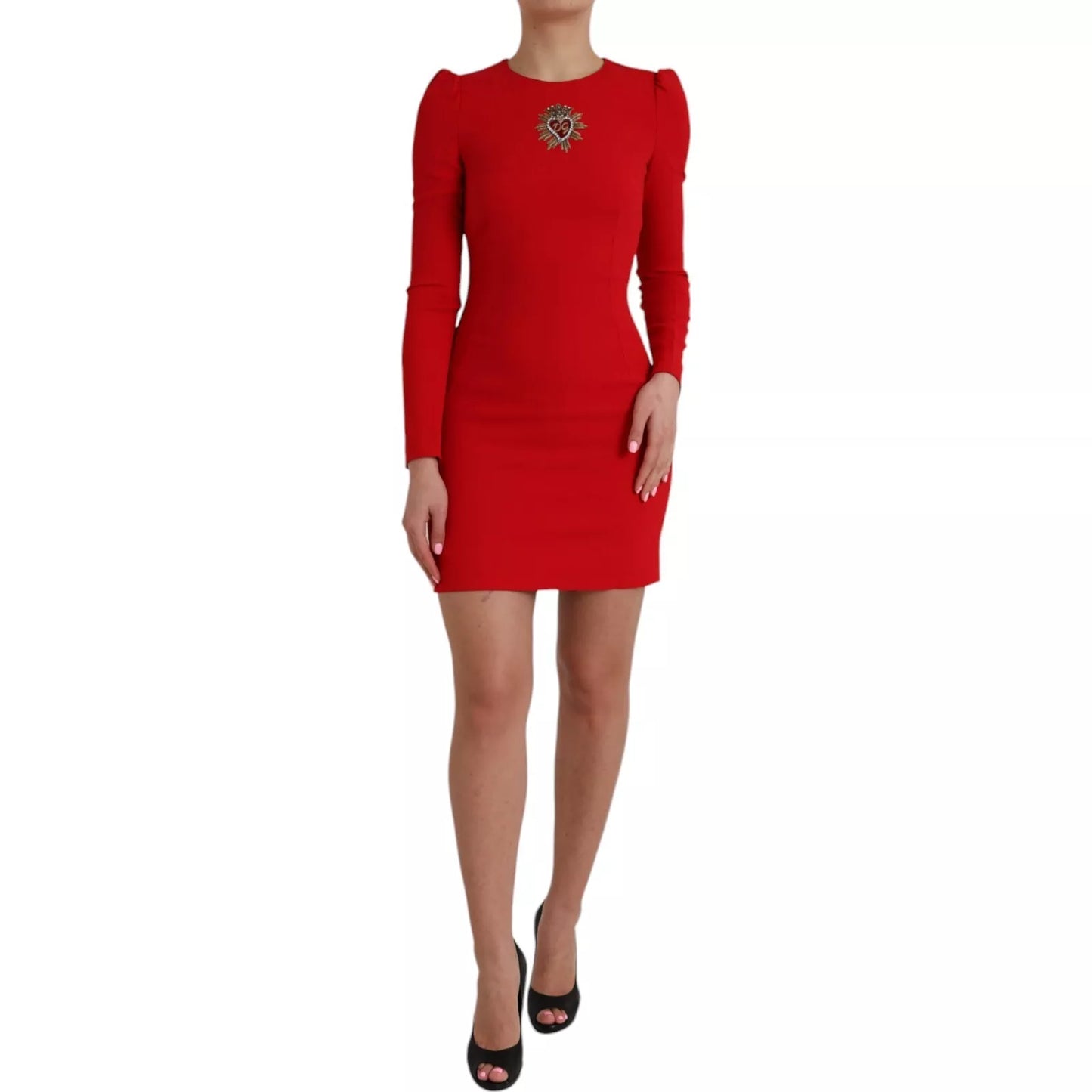 Red Sacred Heart Viscose Bodycon Mini Dress