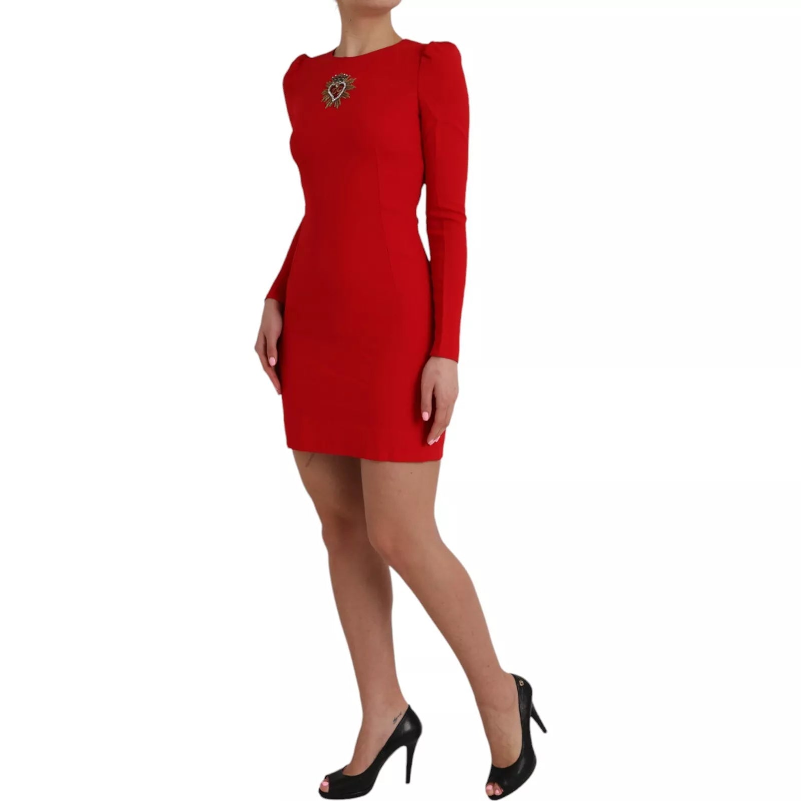 Red Sacred Heart Viscose Bodycon Mini Dress