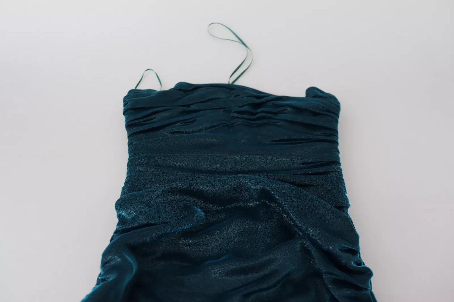 Silk Blend Blue Satin Fitted Strapless Dress