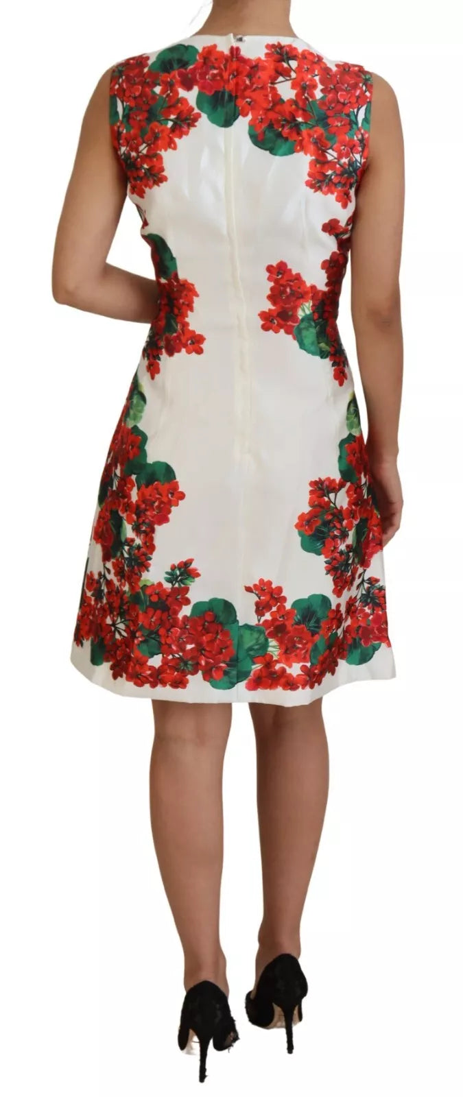 Silk White Portofino Motif Fitted Mini Dress