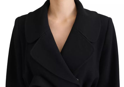 Black Double Breasted Belted Blazer Jacket