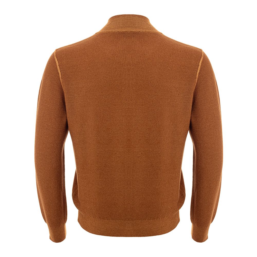 Chic Orange Wool Cardigan for Men