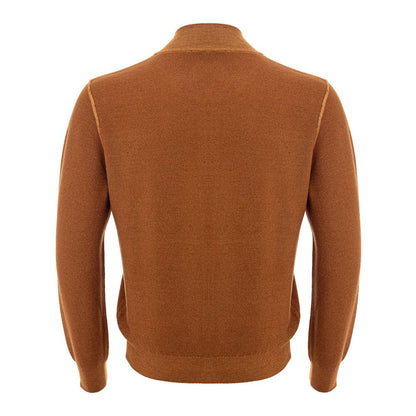 Chic Orange Wool Cardigan for Men