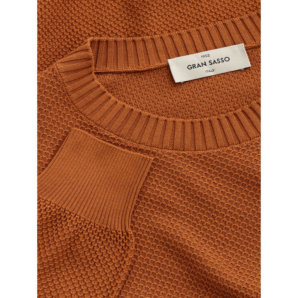 Elegant Cotton Crewneck Sweater in Rich Brown