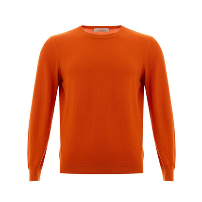 Classic Orange Cotton Sweater for Elegant Men