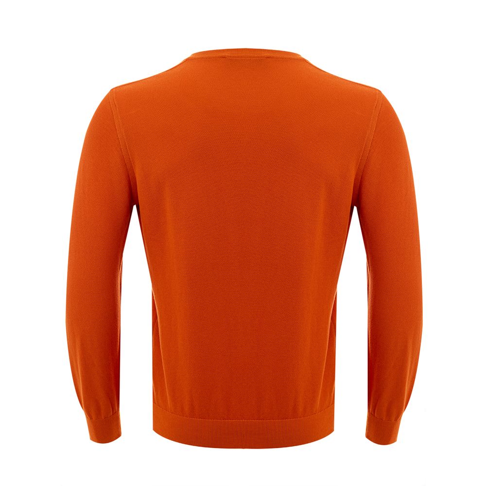 Classic Orange Cotton Sweater for Elegant Men