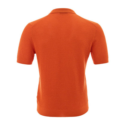 Italian Cotton Orange Polo Shirt for Men