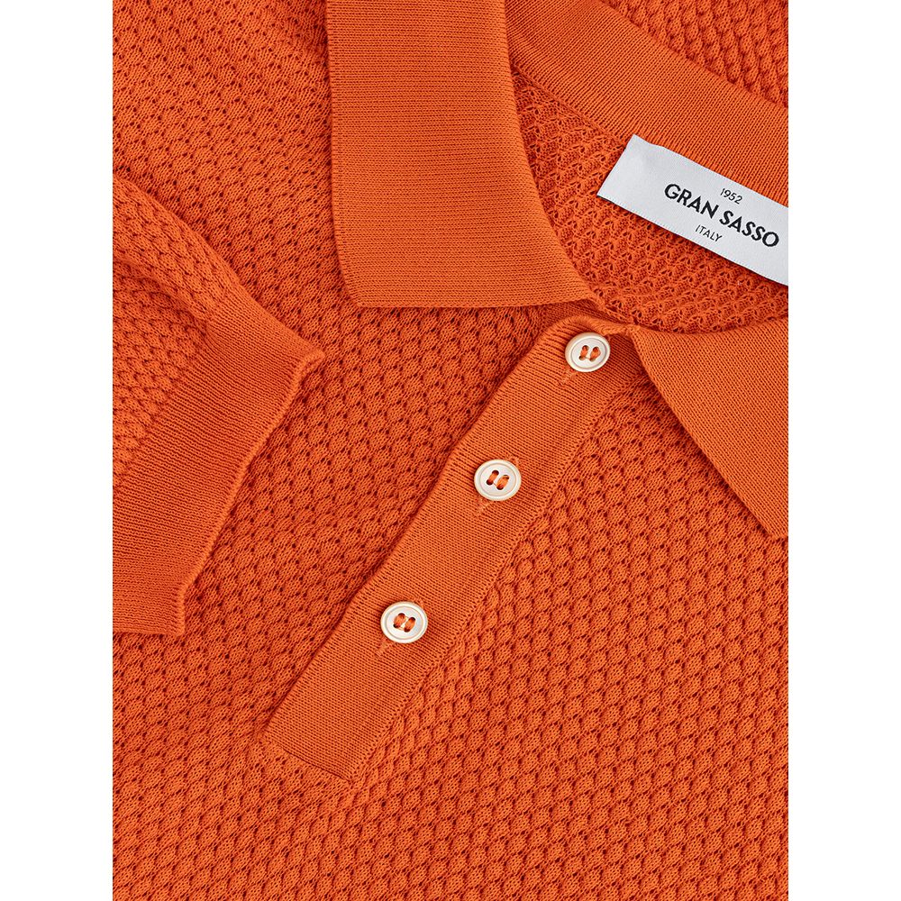 Italian Cotton Orange Polo Shirt for Men