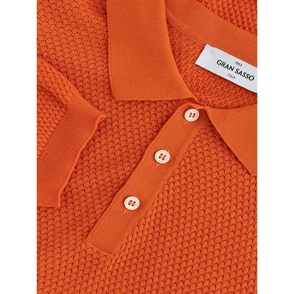 Italian Cotton Orange Polo Shirt for Men