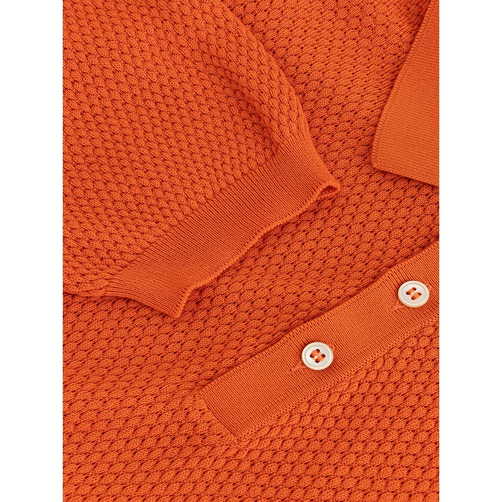 Italian Cotton Orange Polo Shirt for Men